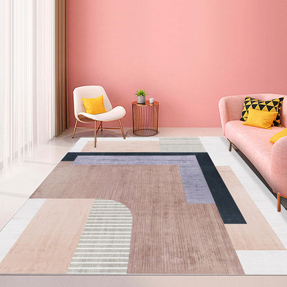Vivolux | Multi Color Modernist Teppich Synthetik Morandi Farbblock Abstrakter Teppich Waschbar Fleckenresistent Anti-Rutsch Teppich zur Dekoration