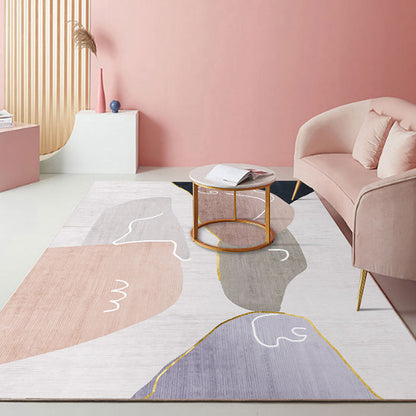 Vivolux | Multi Color Modernist Teppich Synthetik Morandi Farbblock Abstrakter Teppich Waschbar Fleckenresistent Anti-Rutsch Teppich zur Dekoration