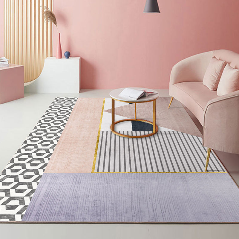 Vivolux | Multi Color Modernist Teppich Synthetik Morandi Farbblock Abstrakter Teppich Waschbar Fleckenresistent Anti-Rutsch Teppich zur Dekoration