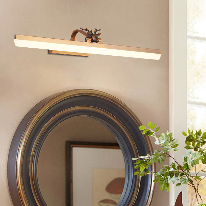 Vivolux | Arm verstelbare LED wandlamp met gewei 17"/23"/31.5" brede acryl LED badverlichting in messing, warm/wit licht