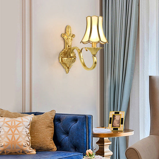 Vivolux | Bell Gehackt Glas Wandlamp Vintage Woonkamer Wandgemonteerde Lamp in Messing