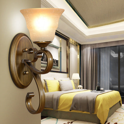 Vivolux | Geflout Frosted Glass Wandlamp Traditionele 1 Lamp Slaapkamer Wandlamp in Goud