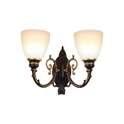 Vivolux | Bowl Frosted Glass Wandverlichting Retro 1/2-Licht Slaapkamer Wandlamp in Zwart