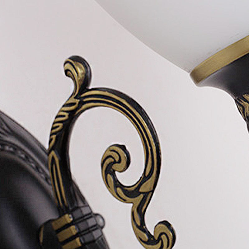 Vivolux | Bowl Frosted Glass Wandverlichting Retro 1/2-Licht Slaapkamer Wandlamp in Zwart