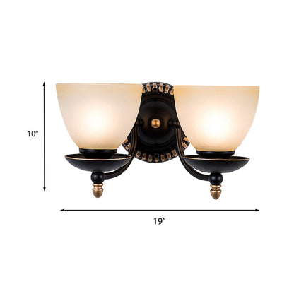 Vivolux | Schwarz 1/2-Licht Wandleuchte Retro Frosted Glass Bowl Shade Wandlampe für Esszimmer