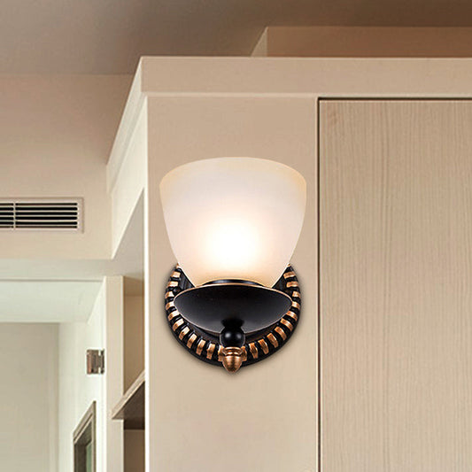 Vivolux | Schwarz 1/2-Licht Wandleuchte Retro Frosted Glass Bowl Shade Wandlampe für Esszimmer