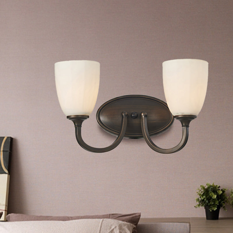 Vivolux | Witte Dome Wandlamp Retro Melkglas 1/2-Licht Woonkamer Wandlamp met Metalen Achterplaat