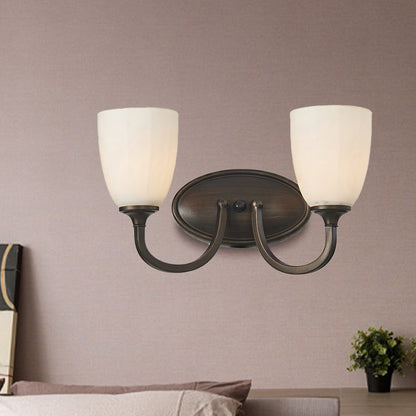 Vivolux | Witte Dome Wandlamp Retro Melkglas 1/2-Licht Woonkamer Wandlamp met Metalen Achterplaat
