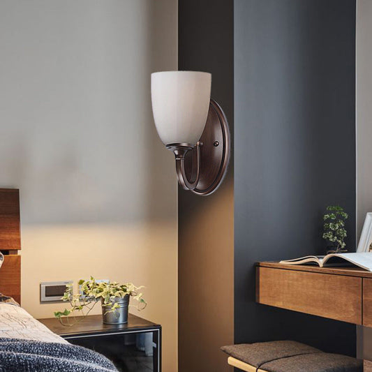 Vivolux | Witte Dome Wandlamp Retro Melkglas 1/2-Licht Woonkamer Wandlamp met Metalen Achterplaat