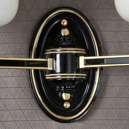 Vivolux | 1/2-Birnen Wandmontageleuchte mit Kegel Weiße Glas Shade Traditionelle Wohnzimmer Wandlampe in Schwarz