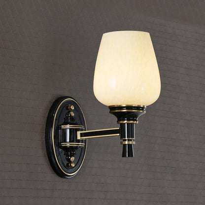 Vivolux | 1/2-Birnen Wandmontageleuchte mit Kegel Weiße Glas Shade Traditionelle Wohnzimmer Wandlampe in Schwarz