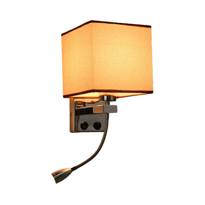 Vivolux | 1 Leichte Stoff Wandlampe Licht Einfacher Stil Beige/Braun Kubische Schlafzimmer Wandmontage Licht