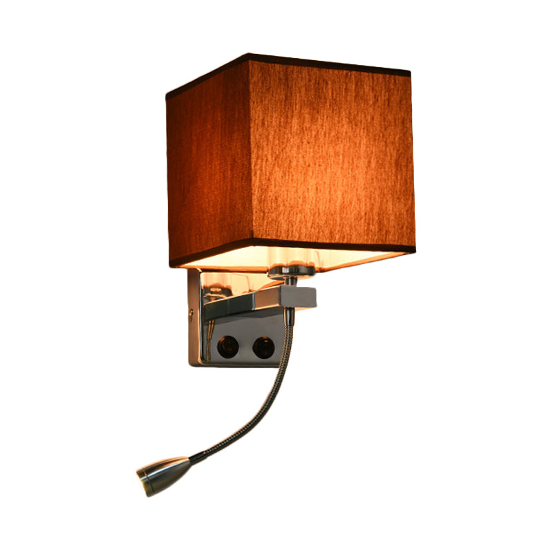 Vivolux | 1 Leichte Stoff Wandlampe Licht Einfacher Stil Beige/Braun Kubische Schlafzimmer Wandmontage Licht