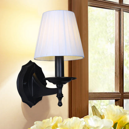Vivolux | Tapered Schlafzimmer Wandleuchte Rustic Stoff 1/2 Lichter Flachs/Weiß Wandmontierte Licht