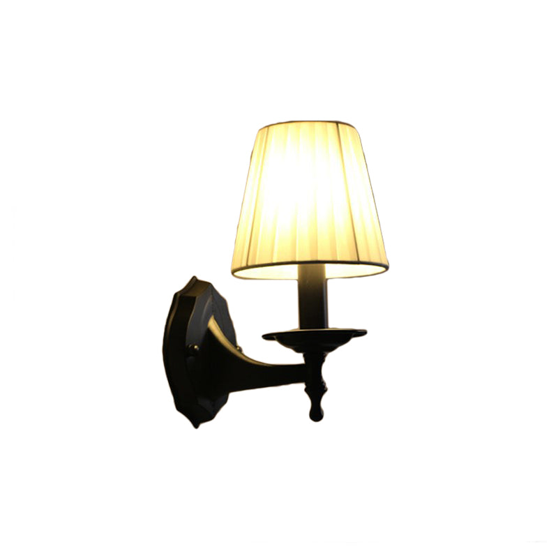 Vivolux | Tapered Schlafzimmer Wandleuchte Rustic Stoff 1/2 Lichter Flachs/Weiß Wandmontierte Licht
