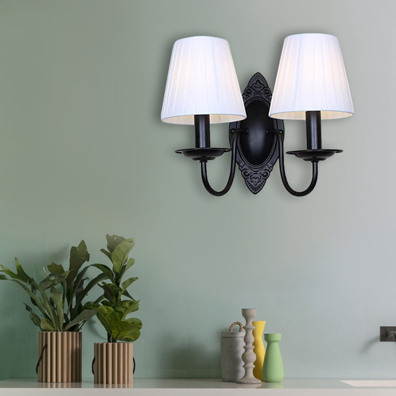 Vivolux | Tapered Schlafzimmer Wandleuchte Rustic Stoff 1/2 Lichter Flachs/Weiß Wandmontierte Licht