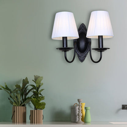 Vivolux | Tapered Schlafzimmer Wandleuchte Rustic Stoff 1/2 Lichter Flachs/Weiß Wandmontierte Licht
