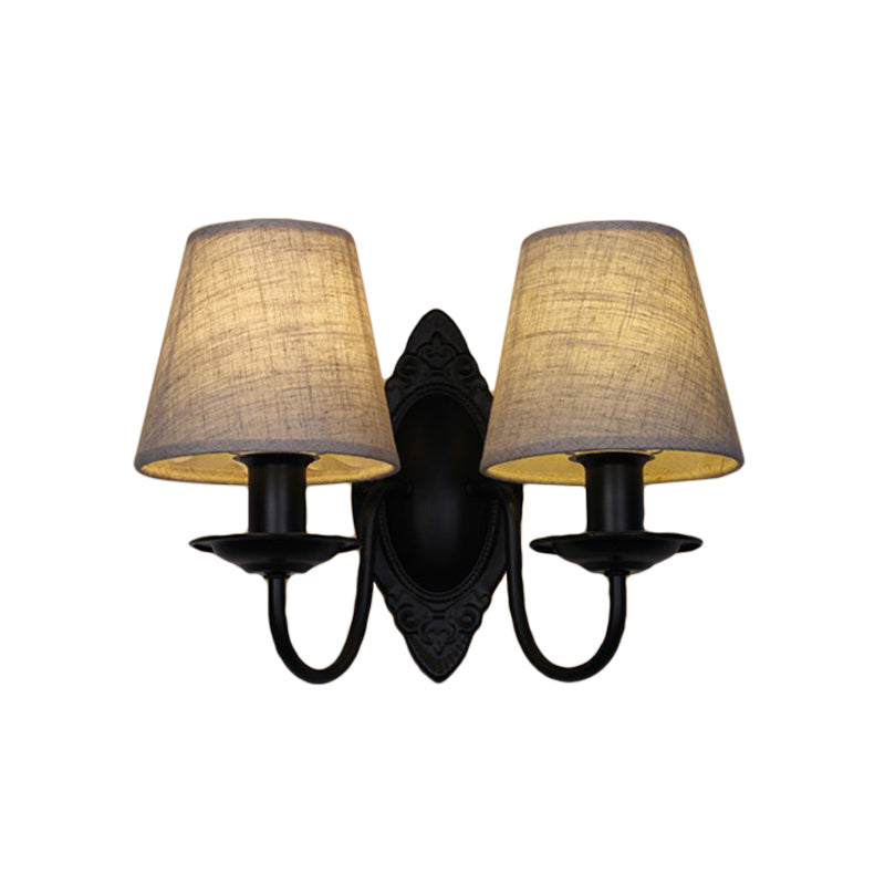 Vivolux | Tapered Schlafzimmer Wandleuchte Rustic Stoff 1/2 Lichter Flachs/Weiß Wandmontierte Licht