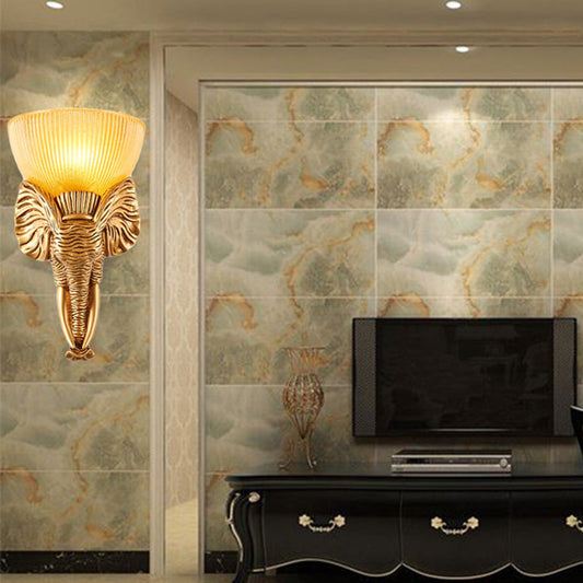 Vivolux | Prism Glas Beige Wandlamp Armatuur Kom 1 Licht Vintage Wandlamp met Wit/Gouden Hars Olifantenbasis