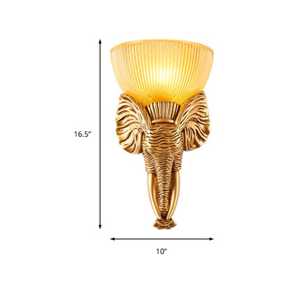 Vivolux | Prism Glas Beige Wandlamp Armatuur Kom 1 Licht Vintage Wandlamp met Wit/Gouden Hars Olifantenbasis