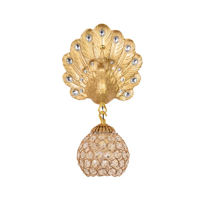 Vivolux | Gold Peacock Wandmontierte Lampe Vintage Harz 1 Licht Wohnzimmer Wandleuchte mit Kuppelschirm, 8"/14" Breit