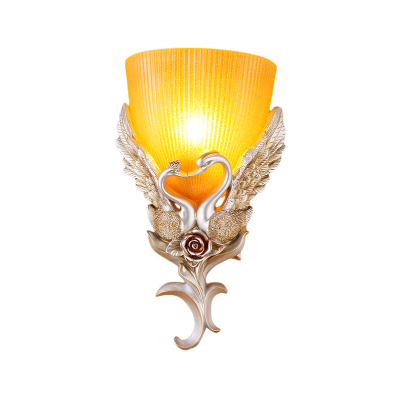 Vivolux | Geribbelte Glazen Wandlamp Minimalistisch 1 Licht Gang Sconces Lichtarmatuur met Goud/Zilver/Wit-Zilver Zwanen Decoratie