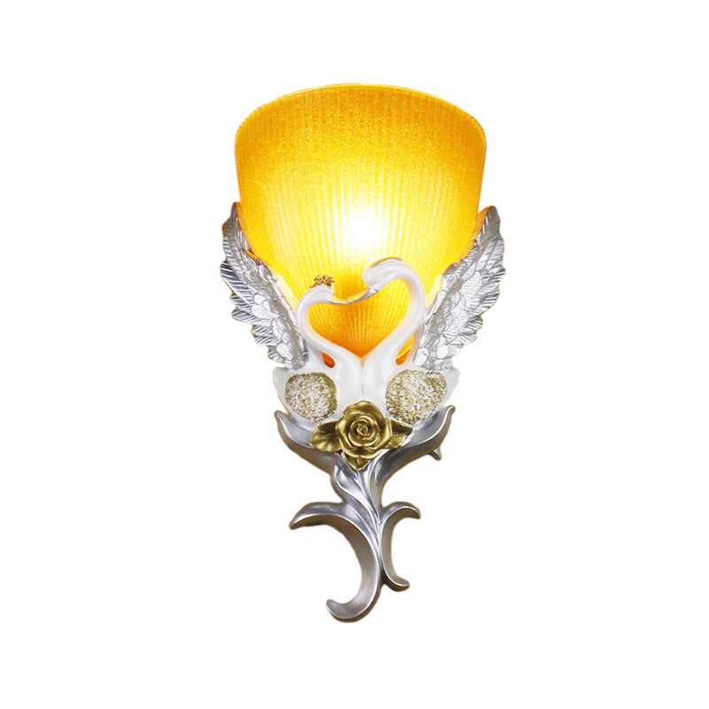 Vivolux | Geribbelte Glazen Wandlamp Minimalistisch 1 Licht Gang Sconces Lichtarmatuur met Goud/Zilver/Wit-Zilver Zwanen Decoratie