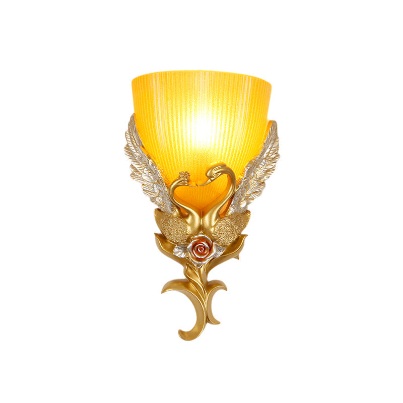 Vivolux | Geribbelte Glazen Wandlamp Minimalistisch 1 Licht Gang Sconces Lichtarmatuur met Goud/Zilver/Wit-Zilver Zwanen Decoratie