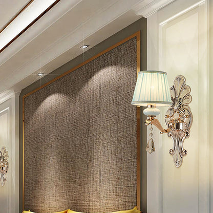 Vivolux | Tapered Geplooide Stoffen Wandlamp Geantiek Woonkamer Wandgemonteerde Verlichting in Goud