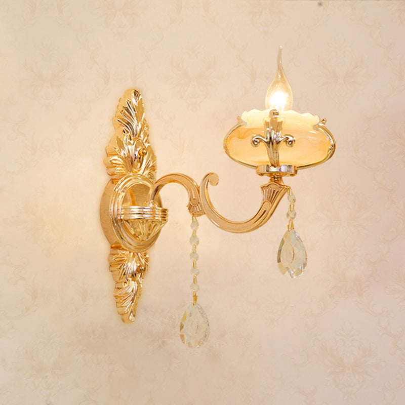 Vivolux | Gold Ge schnitzte Arm Wandschiene Licht Traditionelle Metall Schlafzimmer Wand Licht mit Weißem Lampenschirm