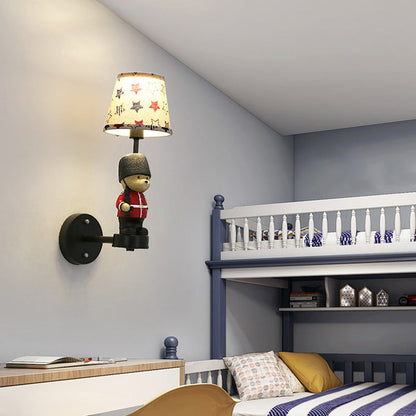 Vivolux | Empire Shade Wandlamp Kids Style Stof Enkel Zwart Wandmontage Licht met Trooper Deco