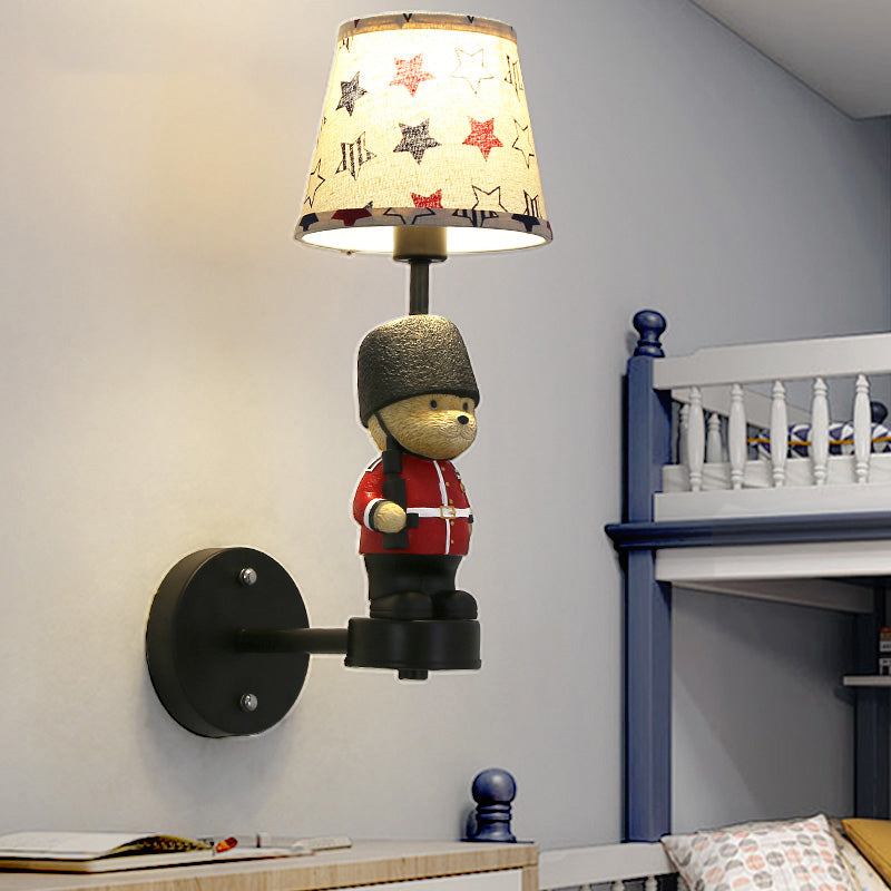 Vivolux | Empire Shade Wandlamp Kids Style Stof Enkel Zwart Wandmontage Licht met Trooper Deco