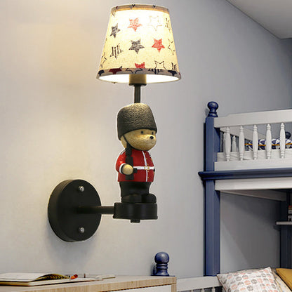 Vivolux | Empire Shade Wandlamp Kids Style Stof Enkel Zwart Wandmontage Licht met Trooper Deco