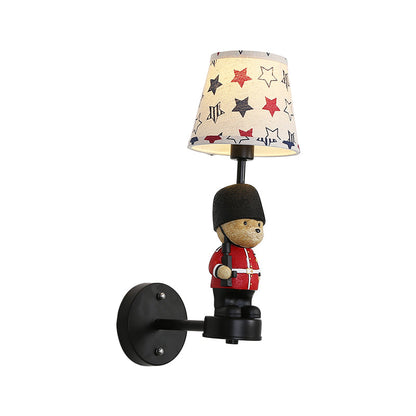 Vivolux | Empire Shade Wandlamp Kids Style Stof Enkel Zwart Wandmontage Licht met Trooper Deco