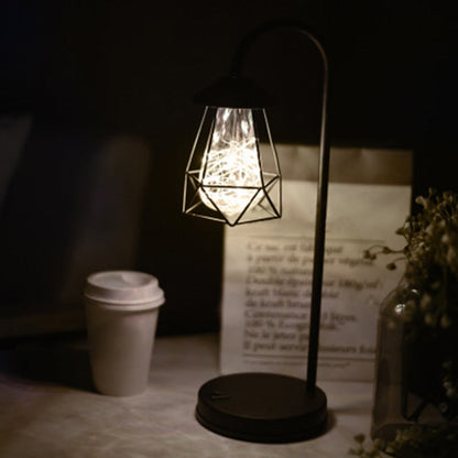 Vivolux | Schwarze Gänseküken-Batterietischbeleuchtung Retro-Metall-LED-Nachtlampe mit Drahtkäfig
