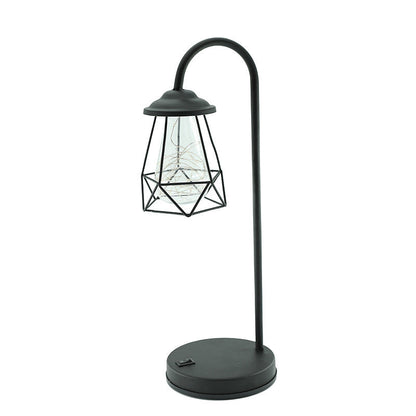 Vivolux | Schwarze Gänseküken-Batterietischbeleuchtung Retro-Metall-LED-Nachtlampe mit Drahtkäfig
