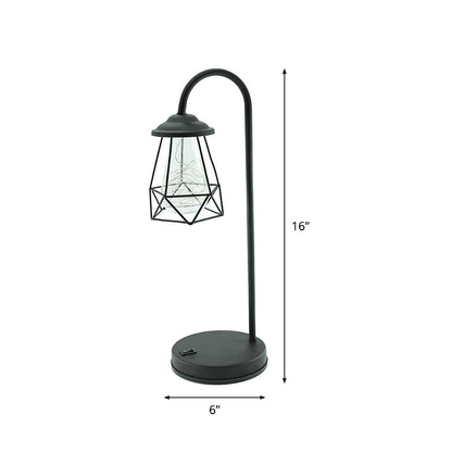 Vivolux | Schwarze Gänseküken-Batterietischbeleuchtung Retro-Metall-LED-Nachtlampe mit Drahtkäfig