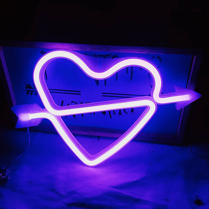 Vivolux | Weißer Pfeil und liebendes Herz Nachtlicht moderne romantische LED Kunststoff Tischlampe für das Zimmer von Mädchen