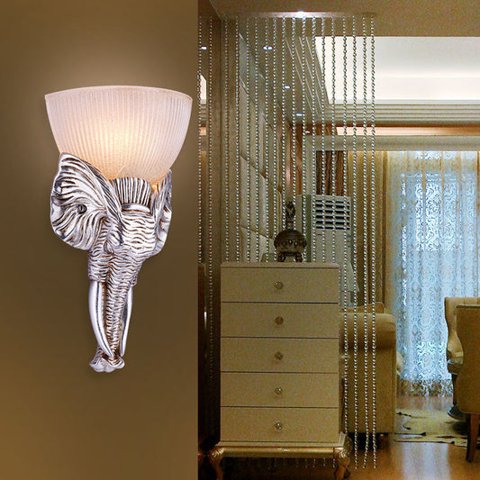 Vivolux | Silberner Elefant Wandleuchte Traditionelles Prisma Glas 1 Licht Flur Wandmontierte Leuchte