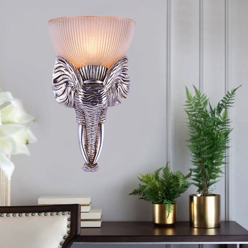Vivolux | Silberner Elefant Wandleuchte Traditionelles Prisma Glas 1 Licht Flur Wandmontierte Leuchte
