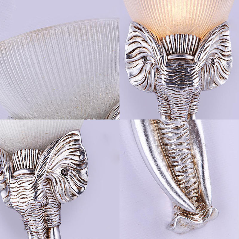 Vivolux | Silberner Elefant Wandleuchte Traditionelles Prisma Glas 1 Licht Flur Wandmontierte Leuchte