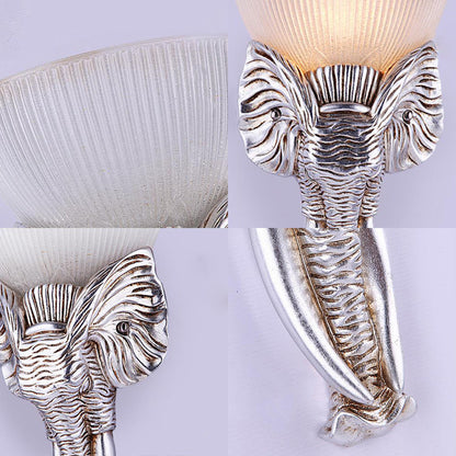 Vivolux | Silberner Elefant Wandleuchte Traditionelles Prisma Glas 1 Licht Flur Wandmontierte Leuchte