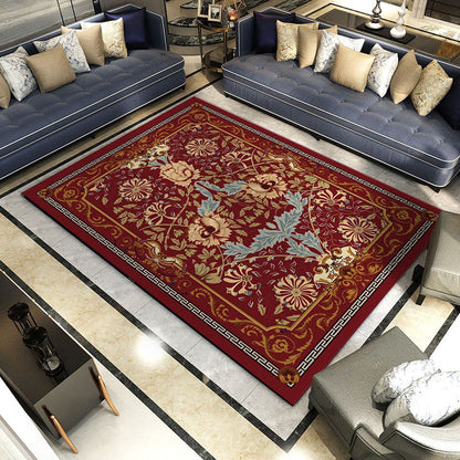 Vivolux | Retro Wohnzimmer Teppich Mehrfarbige Blumen Gedruckter Bereich Teppich Polypropylen Rutschfeste Rücken Haustierfreundlicher Teppich