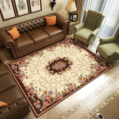Vivolux | Retro Wohnzimmer Teppich Mehrfarbige Blumen Gedruckter Bereich Teppich Polypropylen Rutschfeste Rücken Haustierfreundlicher Teppich