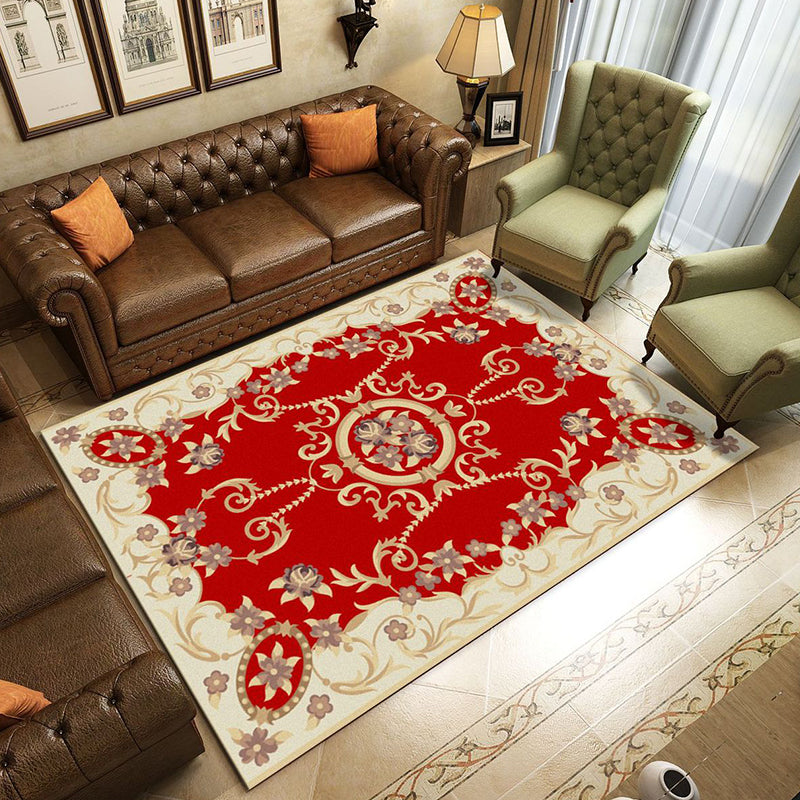 Vivolux | Retro Wohnzimmer Teppich Mehrfarbige Blumen Gedruckter Bereich Teppich Polypropylen Rutschfeste Rücken Haustierfreundlicher Teppich