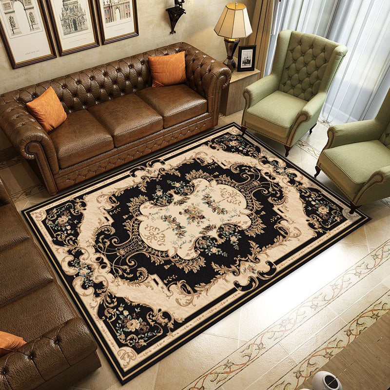Vivolux | Retro Wohnzimmer Teppich Mehrfarbige Blumen Gedruckter Bereich Teppich Polypropylen Rutschfeste Rücken Haustierfreundlicher Teppich