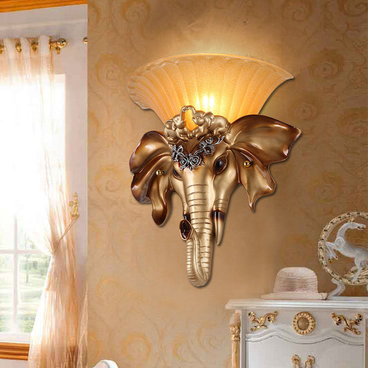 Vivolux | Vintage Flared Wandmontage Licht 1 Licht Glas Sconces Lichtarmatuur met Gouden Hars Olifantenbasis