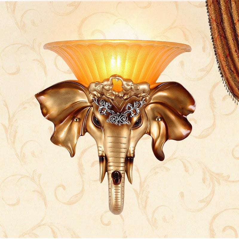 Vivolux | Vintage Flared Wandmontage Licht 1 Licht Glas Sconces Lichtarmatuur met Gouden Hars Olifantenbasis
