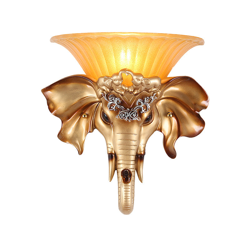 Vivolux | Vintage Flared Wandmontage Licht 1 Licht Glas Sconces Lichtarmatuur met Gouden Hars Olifantenbasis