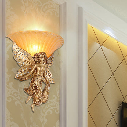 Vivolux | 1 Licht Wandlamp Licht Vintage Geflare Glas Wandlamp met Gouden Hars Spirit Basis